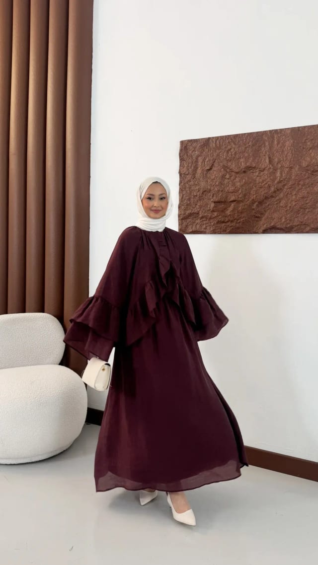 Zeyna Fırfır Detaylı Takım - Bordo
