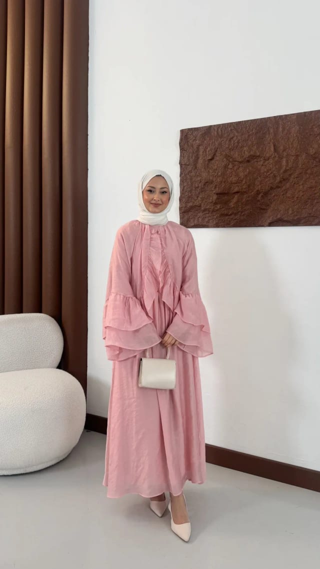 Zeyna Fırfır Detaylı Takım- Pembe